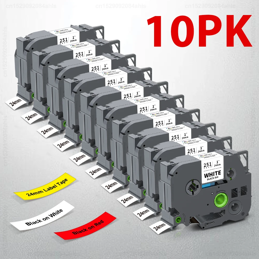 2/5/10PK TZe251 Compatible for Brother TZe Label Tape TZe-251 TZe 251 24mm Black on White for Brother P-touch PTD600 Label Maker