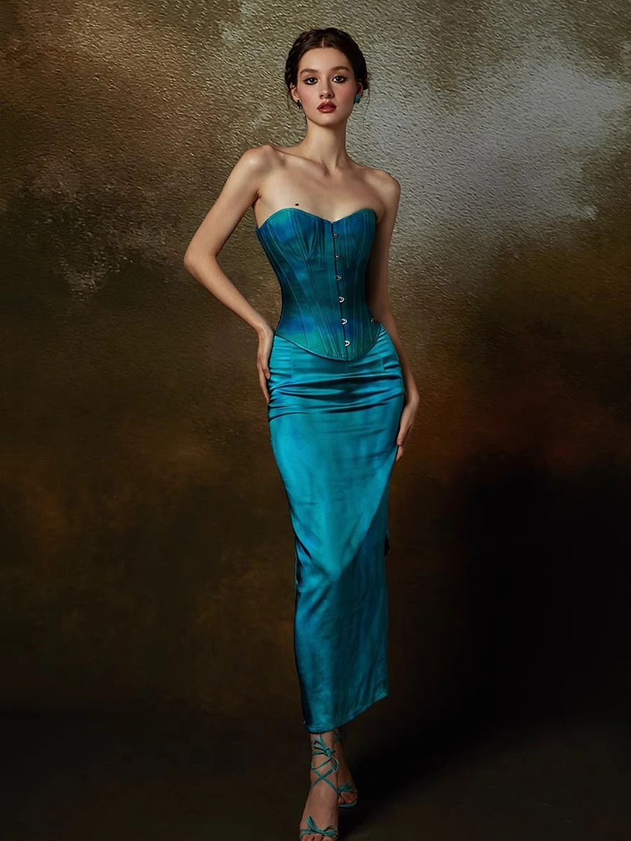 blue lace backless dress Simple A-line Blue Lace Sweetheart Backless Chiffon Long Prom Dresses,  FC7050 main image 1