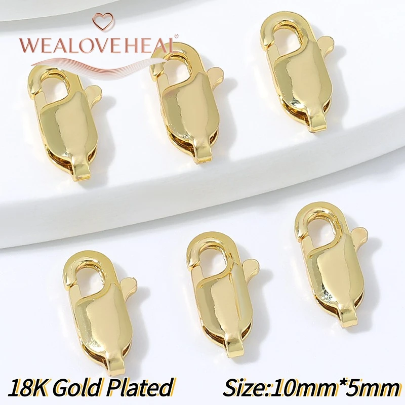 armband verschluss, 5/10/20 Stück 18K vergoldete Messing-Karabinerverschlüsse für die Schmuckherstellung, 10mm 12mm DIY Armband- und Halsketten-Zubehör Verbinder – Detail 20