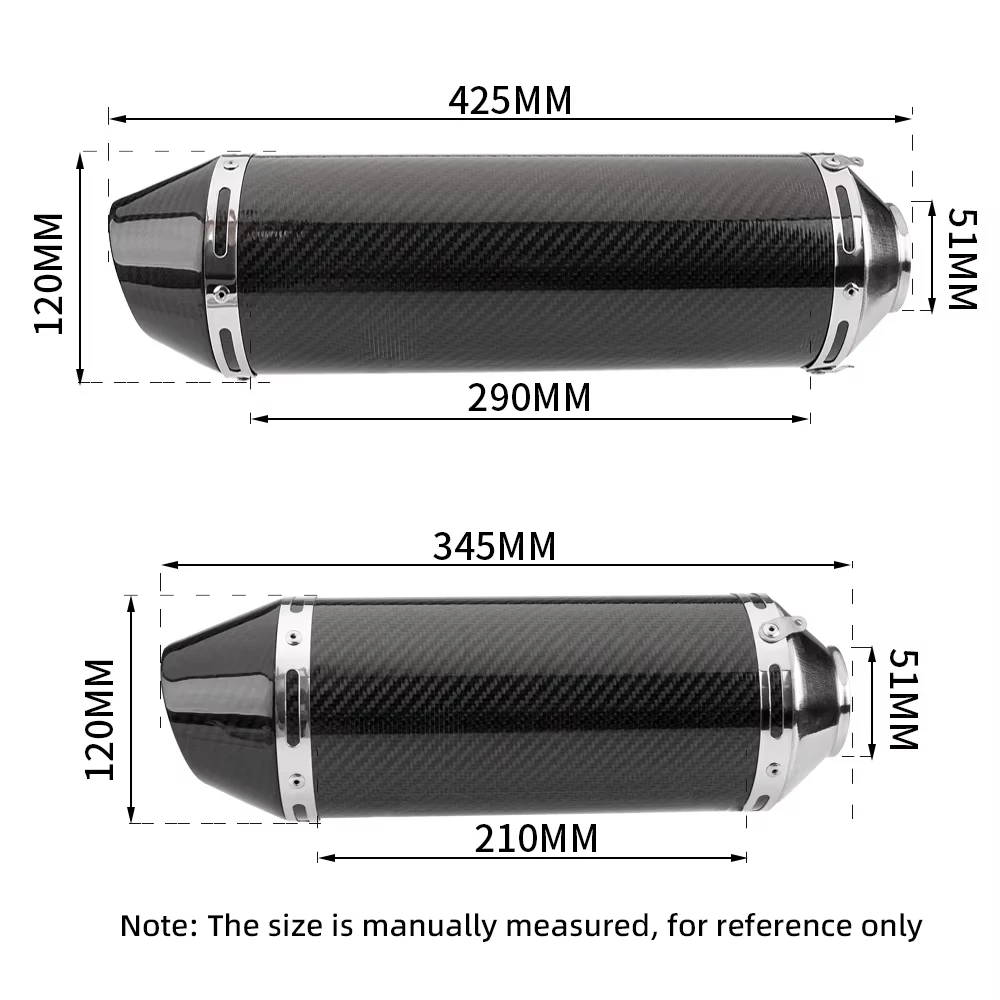 Universal 51mm Motorcycle Professional Exhaust Carbon Fiber Tail Pipe Muffler For shiver750 r7 RC390 Z800 MT03 R25 sv650