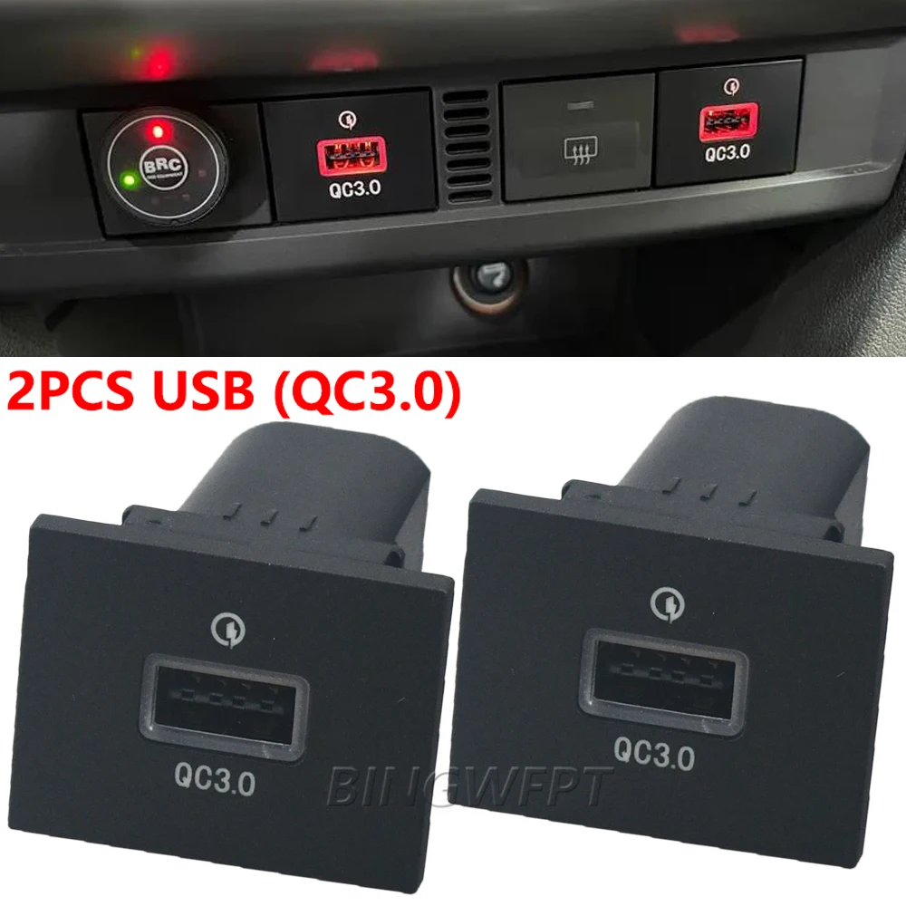 

NEW Car Double USB Charger PD Quick Charge QC3.0 Phone Charging Adapter Outlet Button For Ford Focus 2 mk2 2009 2010 2011