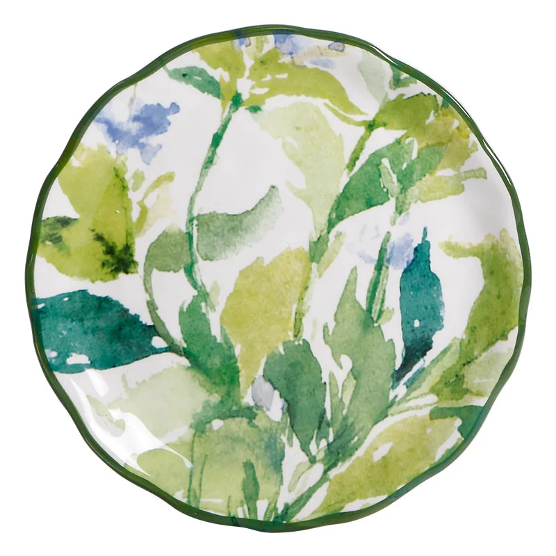 

Creative small fresh pasta plate pastoral deep plate fruit plate ceramic personalized tray flower tea set