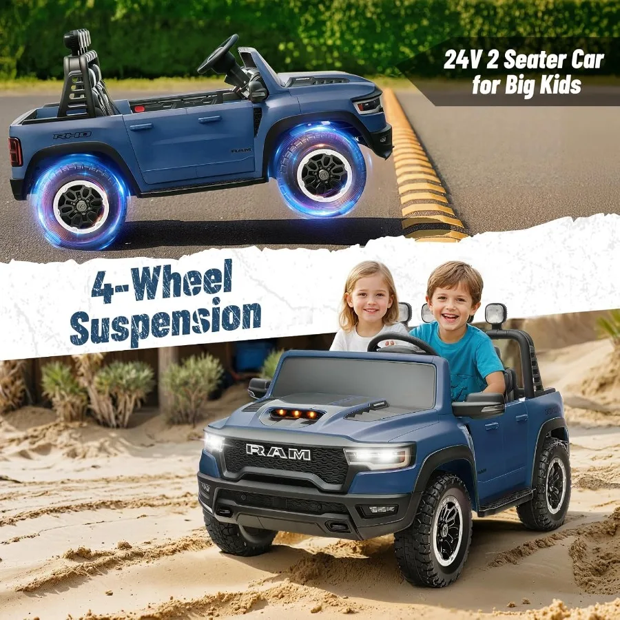 سيارة كهربائية لـ Ram 1500 RHO 24V مرخصة على ألعاب للبطارية الكبيرة التي تعمل بجهاز التحكم عن بعد الوالدين ضوء LED/الموسيقى/MP3