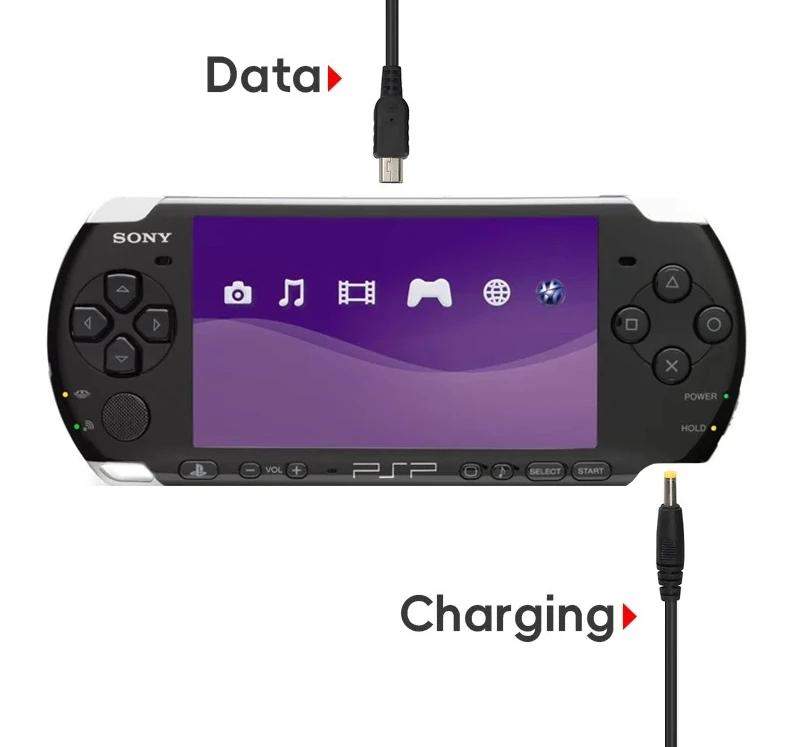 2 في 1 شاحن USB ل PSP 1000 2000 3000 لعبة وحدة التحكم USB كابل بيانات + كابل شاحن الحبل لعبة ملحق