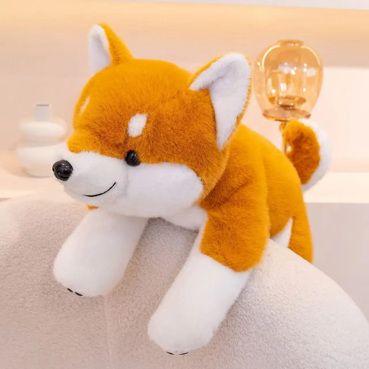 

30/45cm new simulation prone Shiba Inu stuffed plush toy cartoon anime cute pillow pillow for children's birthday gift fun doll