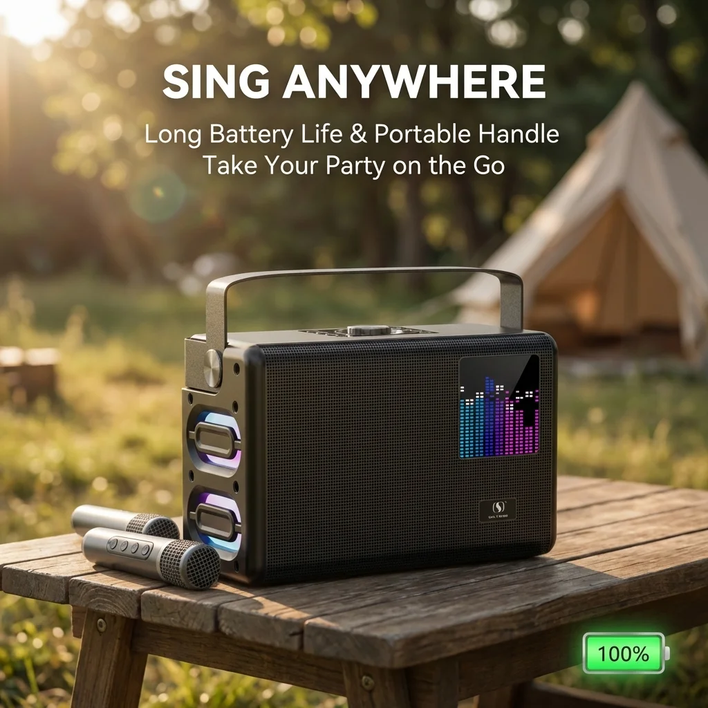 

YS317 Multifunctional Bluetooth Karaoke Speaker 30W Stereo Sound, Dual Mic & Echo, RGB LED Light,USB/AUX/TF,for Family Home KTV