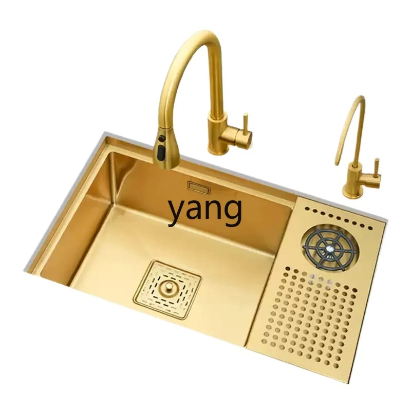

YJQ Golden Nakajima Bar Counter Invisible High Pressure Cup Washer Sink Single Sink 304 Stainless Steel Vegetable Wash Pool