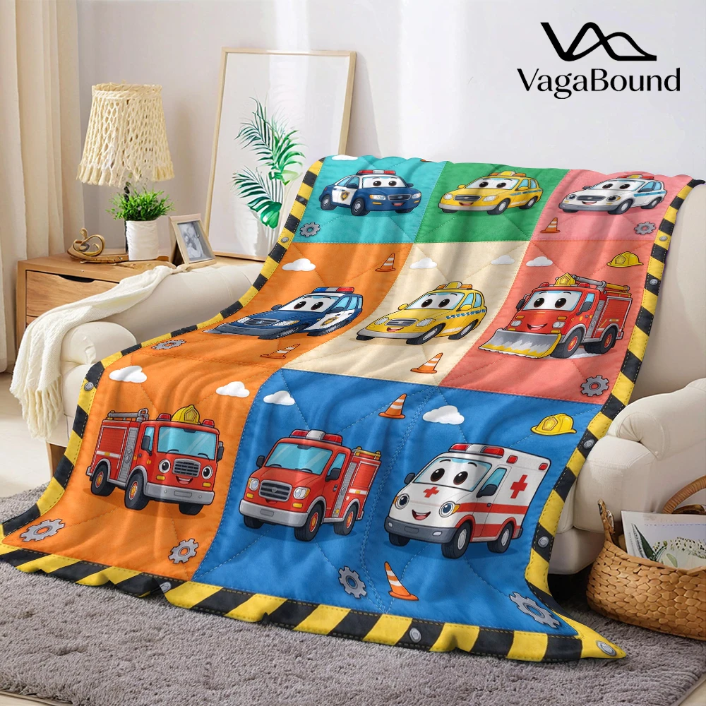 Police Taxi Fire Plow Flannel Blanket Perfect for Sofa Office Bed Travel Sleep Read Relax Camping Four Season Use