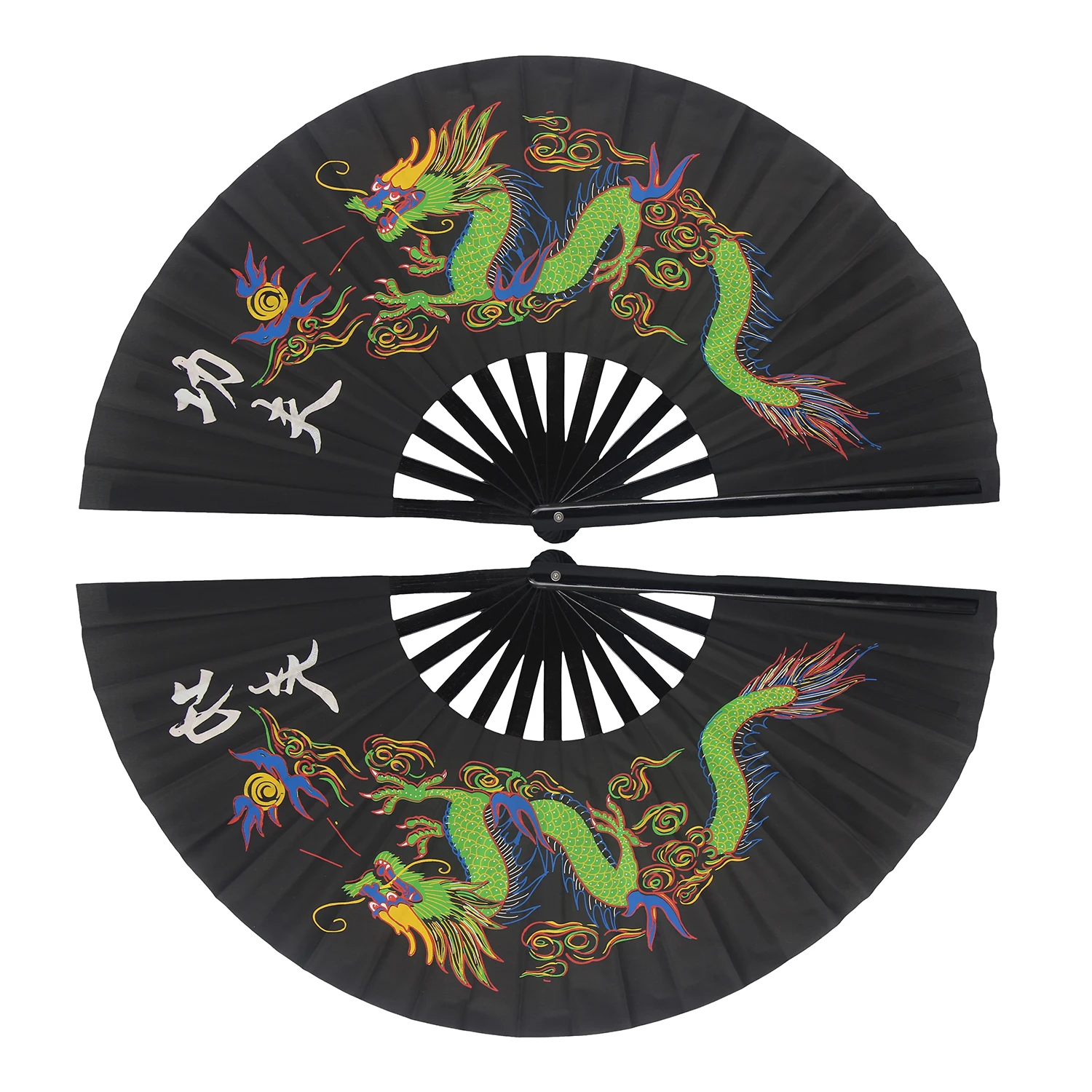 2 Pack Folding Hand Fan Chinese Kung Fu Tai Chi Fan Nylon-Cloth Bamboo Fans For Performance Dance Decorations Festival Gift
