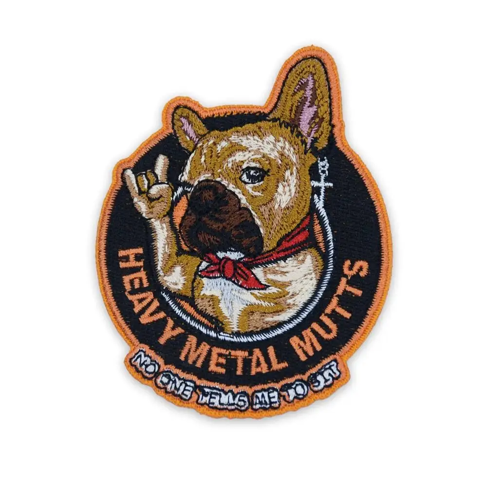 French Bulldog Embroidery Patches Iron on for Clothing DIY Sewing Badges Appliques Bags Jackets Jeans Garment Accessories