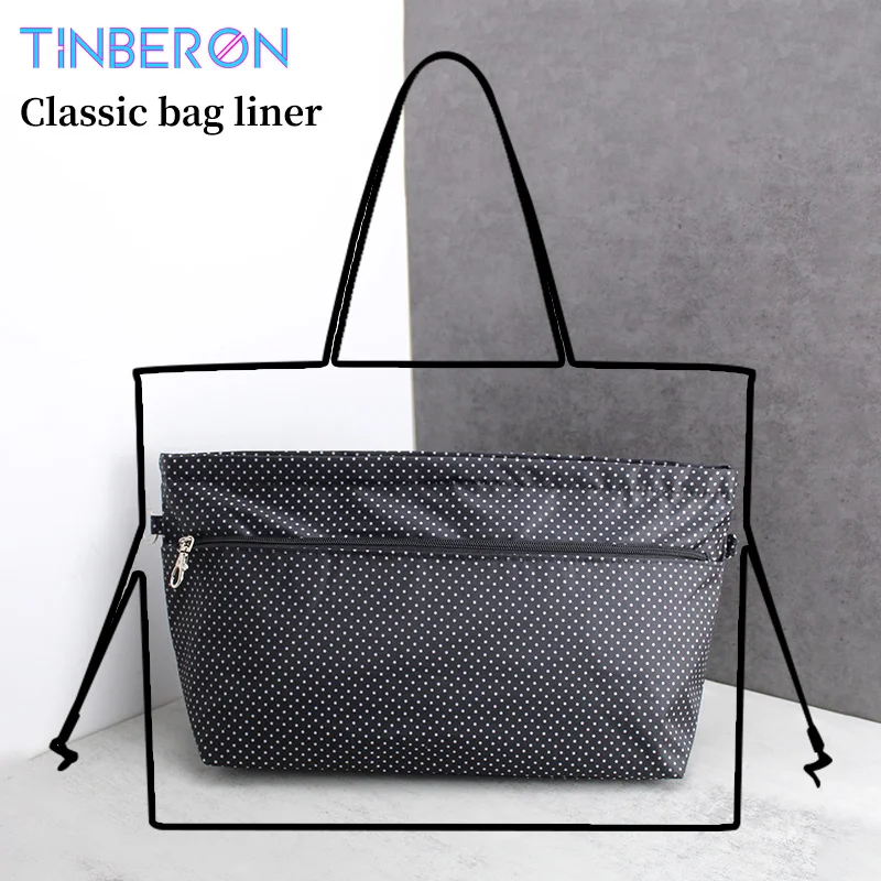 TINBERON-Nylon Inner Handbag Organizer, Saco De Maquiagem De Alta Capacidade, Se Encaixa Para Luxo TOTE, MM Insert, Saco De Armazenamento