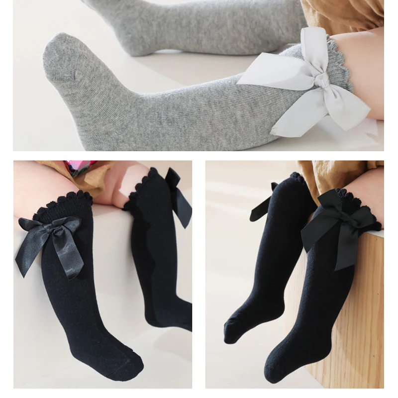 Cotton Newborn Baby Socks Spring Autumn High Quality Infant Toddler Mid-calf Sock Fashion Sweet Bowknot Princess Socks For Girls