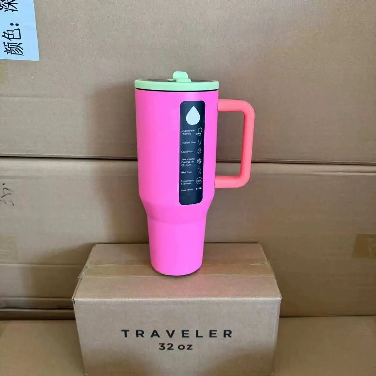 Big Mac thermos cup 32OZ new high-value milk tea cup large-capacity portable stainless steel straw ice cup