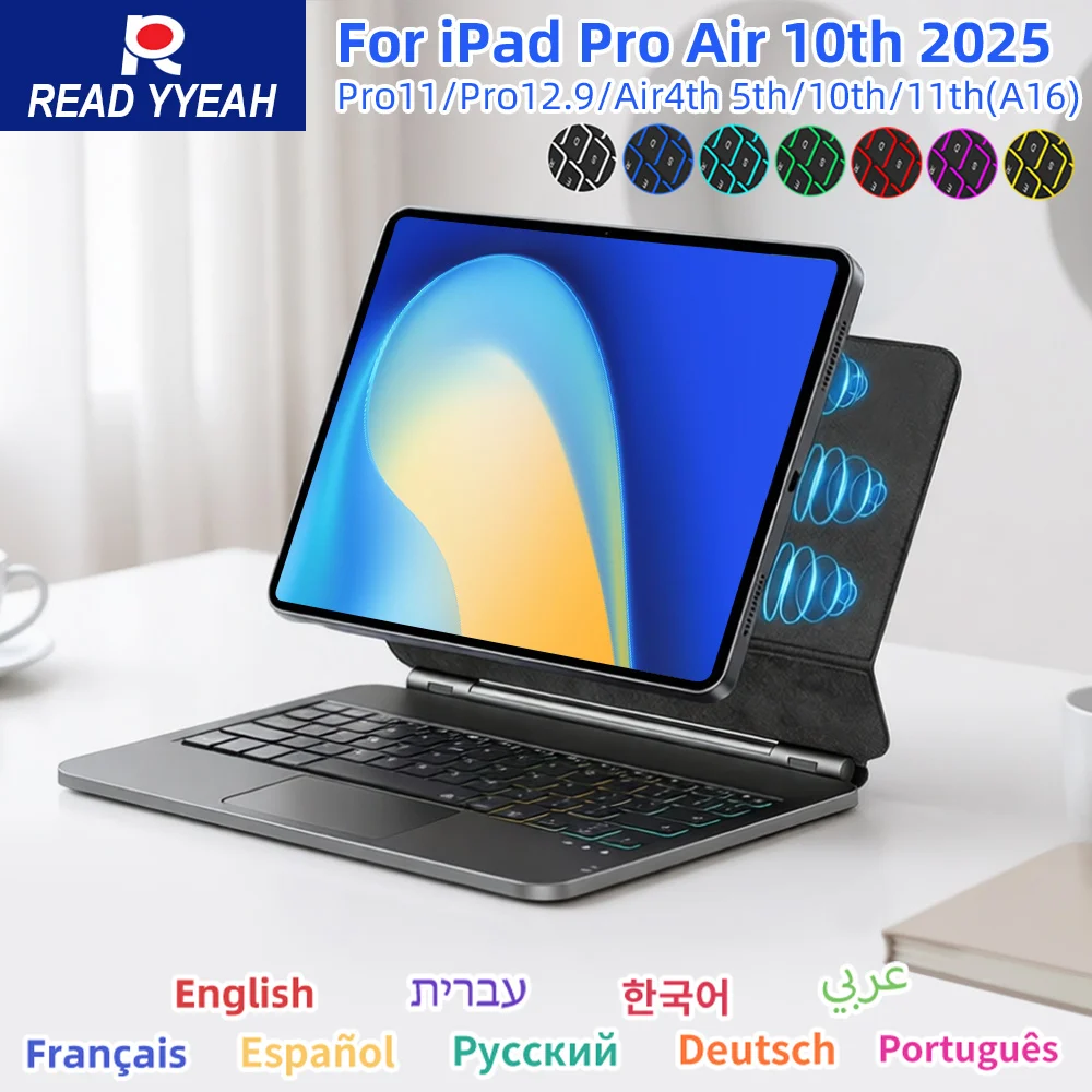

2025 Magic Keyboard with Touch Panel for iPad a16 Case 10th 11in 12.9in Bluetooth Wireless Keyboard for Apple iPad Smart Cover
