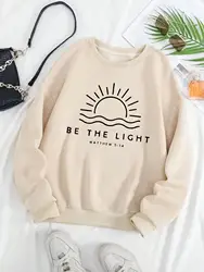 Be The Light Bluzy z nadrukiem dla kobiet Klasyczna moda retro Bluzy z polaru Ciepłe ubrania codzienne Luźna odzież sportowa oversize