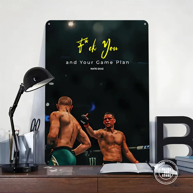 Nate Diaz UFC Metal Poster Tin Signs Wall Art Home Decor Custom Metal Sign for Home Decoration Living Room Decoration Gaming