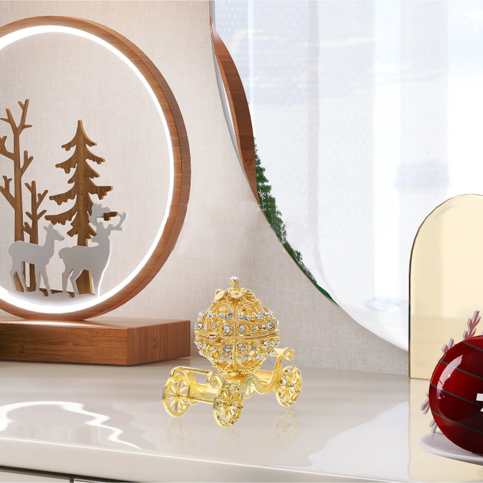 

Шкатулка для драгоценностей с тыквой в винтажном стиле, металлический футляр для хранения колец, безделушек, декоративный домашний декор, мини-осенний