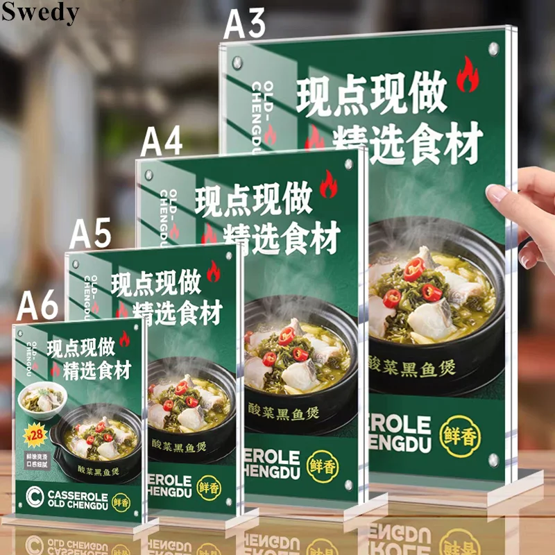 3 Pieces A4 210x297mm Acrylic Sign Holder Display Stand 8.5 x 11 Inch Wedding Photo Picture Poster Frame Menu Flyer Price Holder
