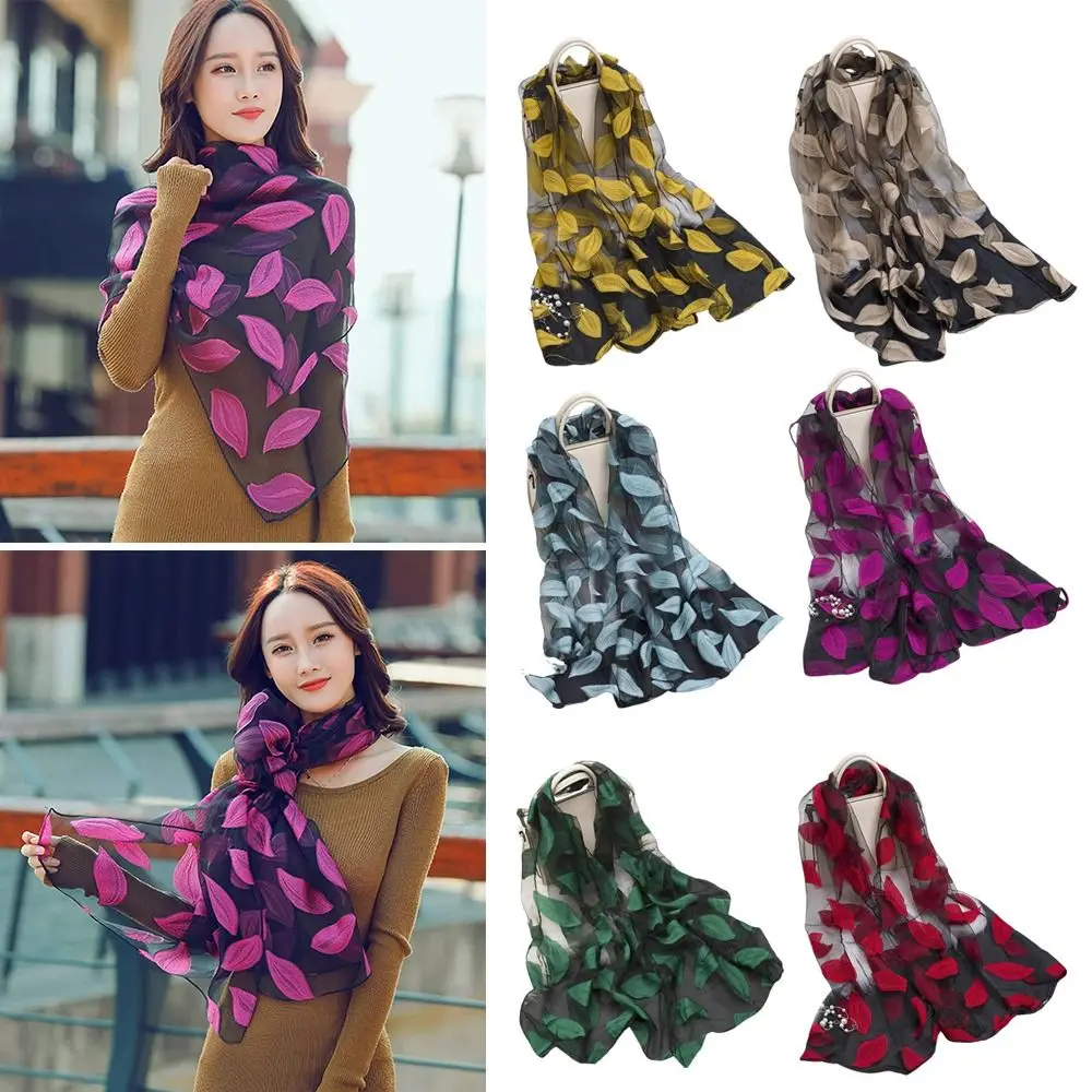Summer Lightweight Silk Scarf Organza Gauze Breathable Shawls Soft Bandana Women Pashmina Silk Scarf Shawls