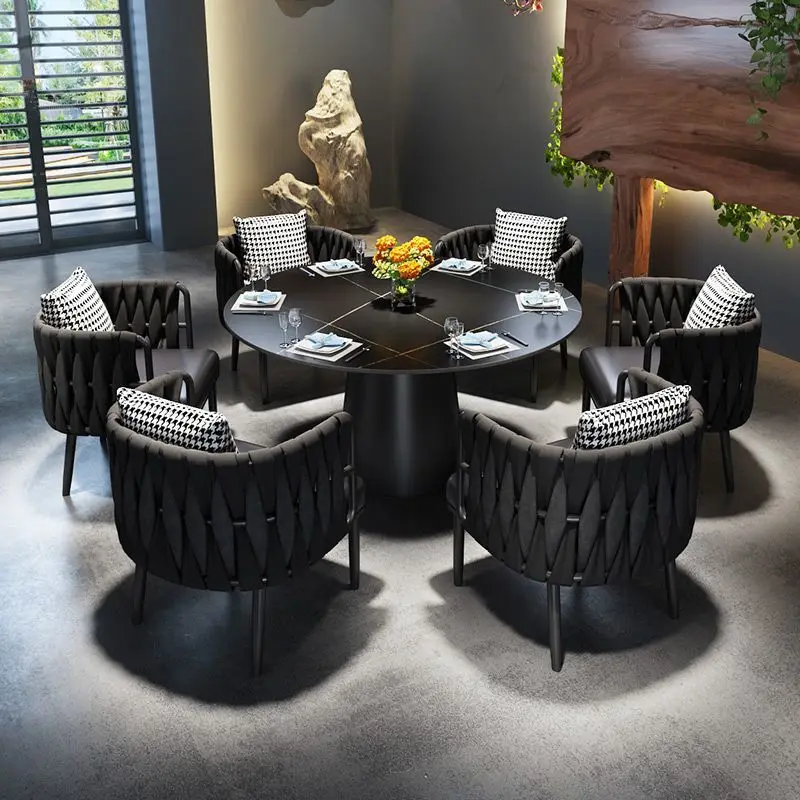 Internet celebrity light luxury Italian western restaurant dining table and chairs hotel barbecue restaurant theme dining bar