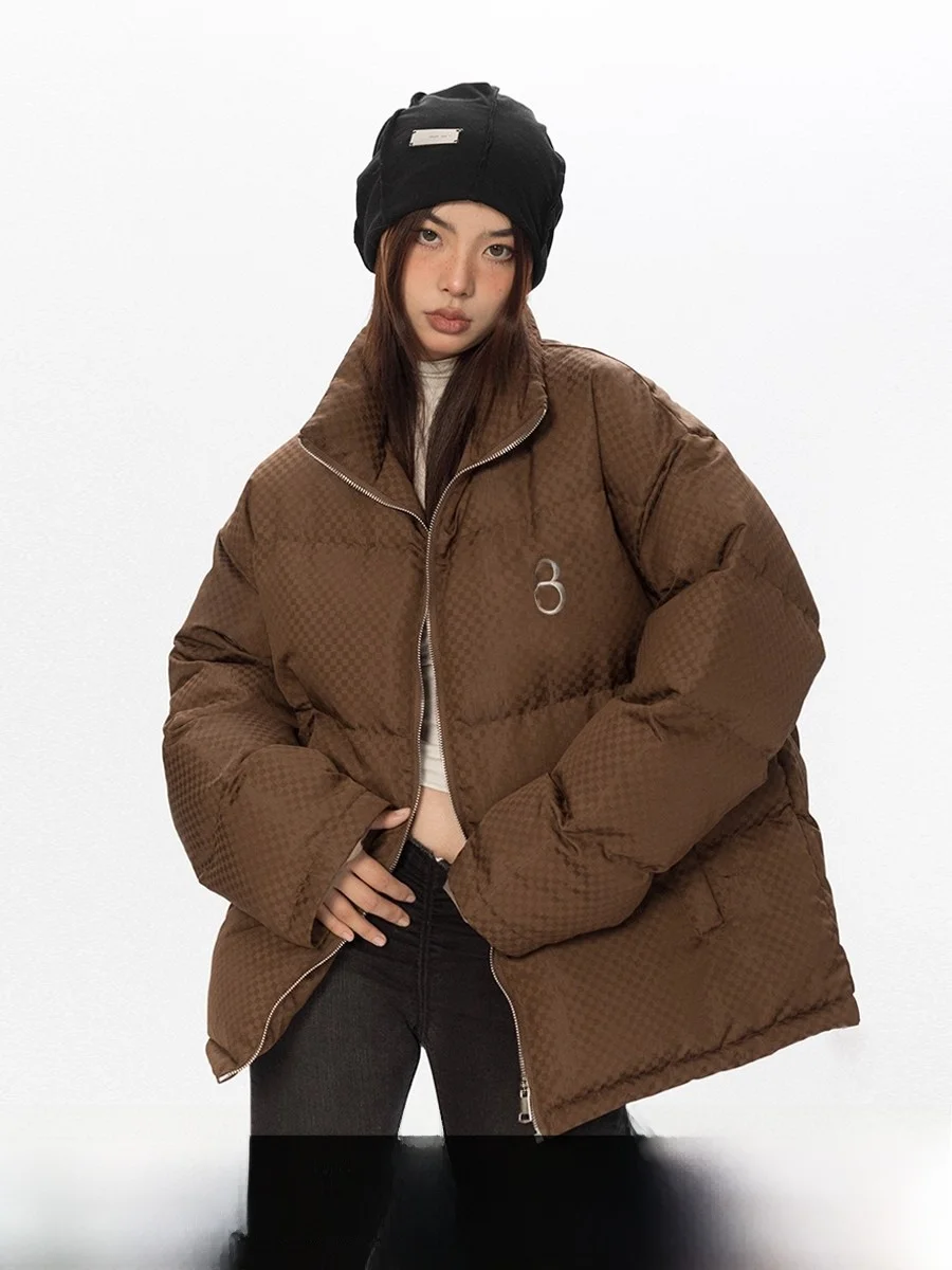 

Thiened Cotton Jaet ort Sle Embroidered Plaid Couple Blabb Original American id Stitching Cotton Clothes