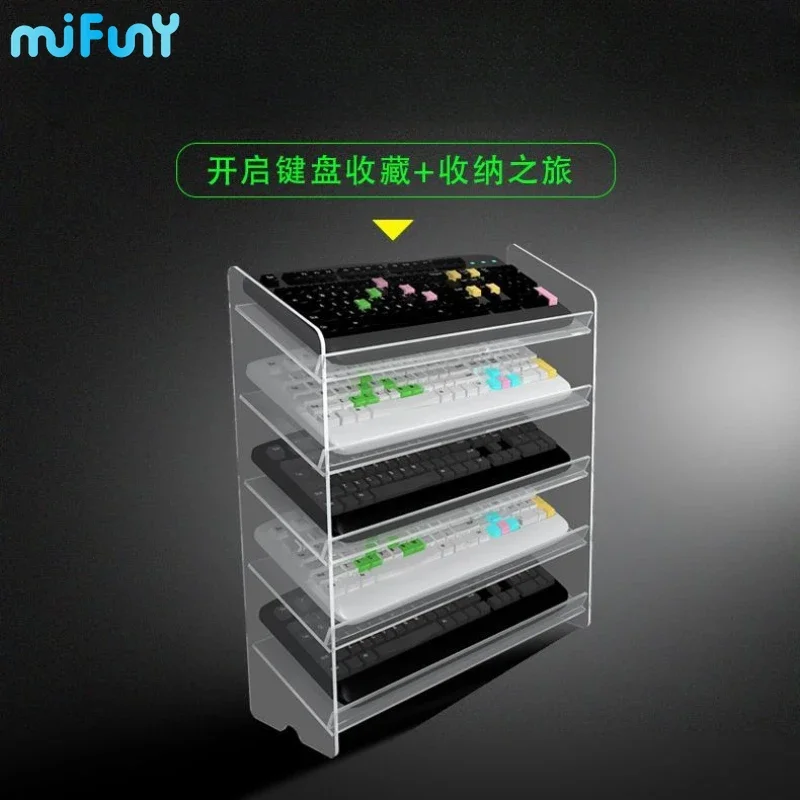 MiFuny Keyboard Display Stand Transparent Acrylic Cabinet Desktop Storage Rack Custom Computer Mechanical Keyboards Storage Rack