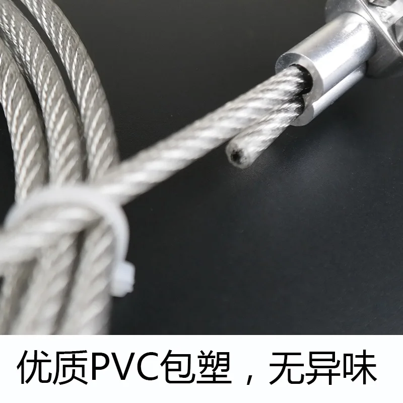 PVC Coated Stainless Steel Wire Rope Sling Cable Lifting Assemblies Cloth Line with Strong Fastened Eye Loops and Snap Hooks