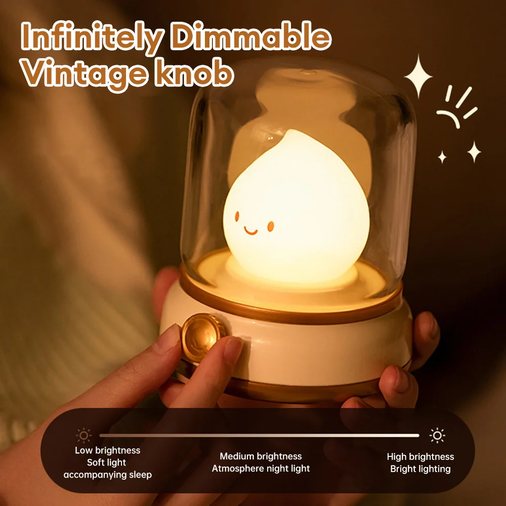 Retro LED Candle Lamp Night Light USB Rechargeable LED Kerosene Lamp Warm Light Desktop Decoration Lamp for Bedside Kids Gift