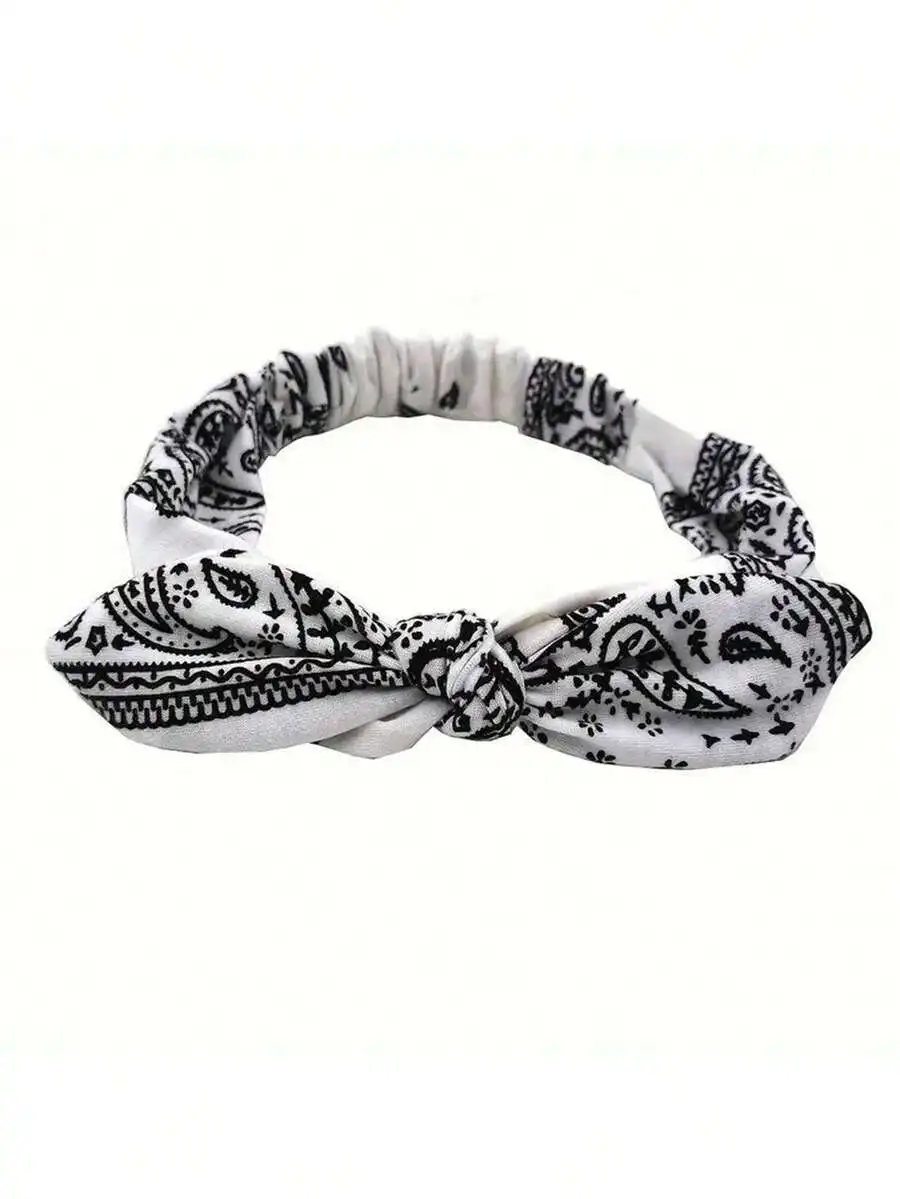 

Bohemian Style Paisley Print Knotted Elastic Headband For Women