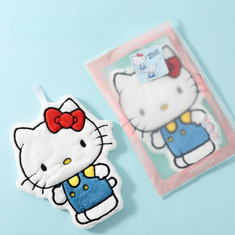 MINISO名創優品 サンリオ正規認定 かわいい漫画の女の子のハート ケイティ猫柄 コーラルベルベットハンドタオル