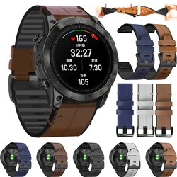 Fenix 5XPlus 22 26mm Quick Fit Silicone leather Watchband Strap For Garmin Fenix 7 7X 6 6x Instinct 2 Descent Mk3i 51mm Straps