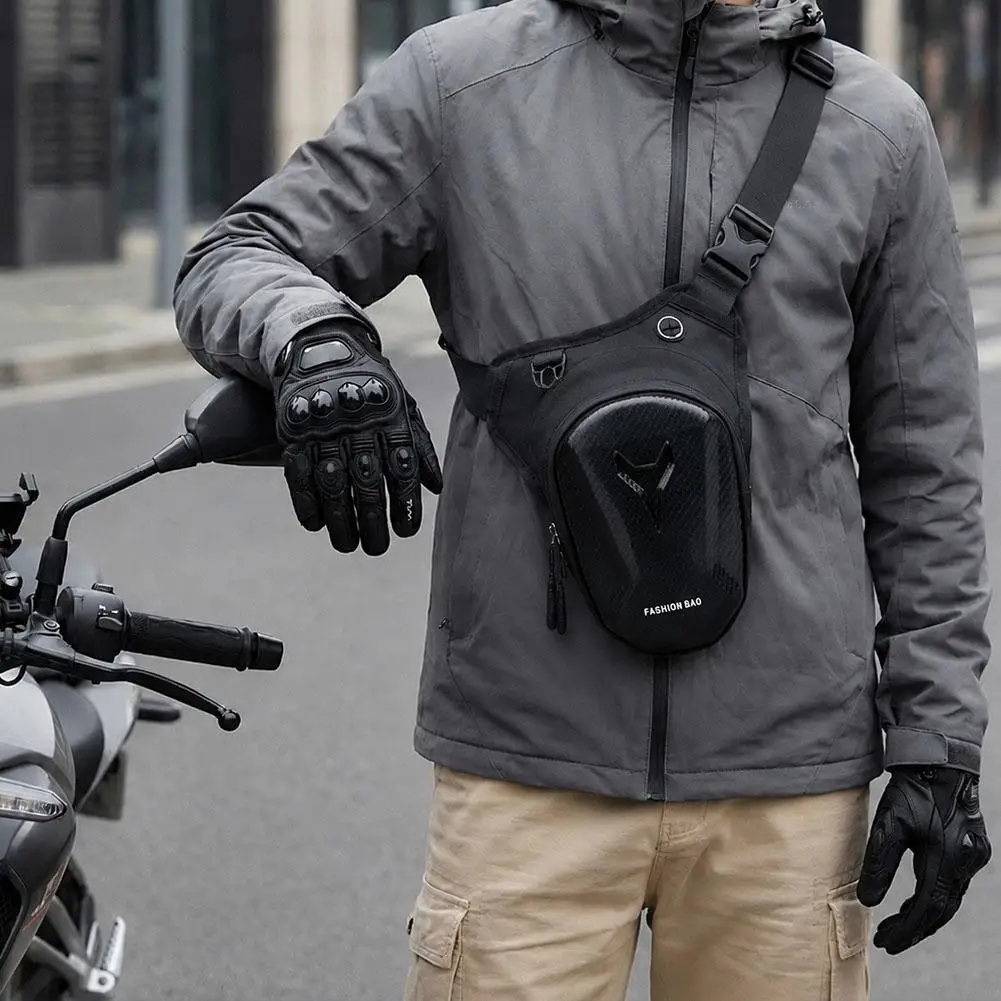 Multi Pocket Portable Storage Bag Waterproof Motorcycle Thigh Fanny Pack Hard Shell Crossbody Bag For Bike Travel Outdoor Sport