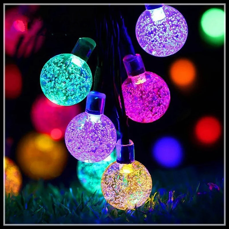 ソーラーパワーLEDクリスタルボールランプ,妖精,屋外,庭,クリスマスの装飾