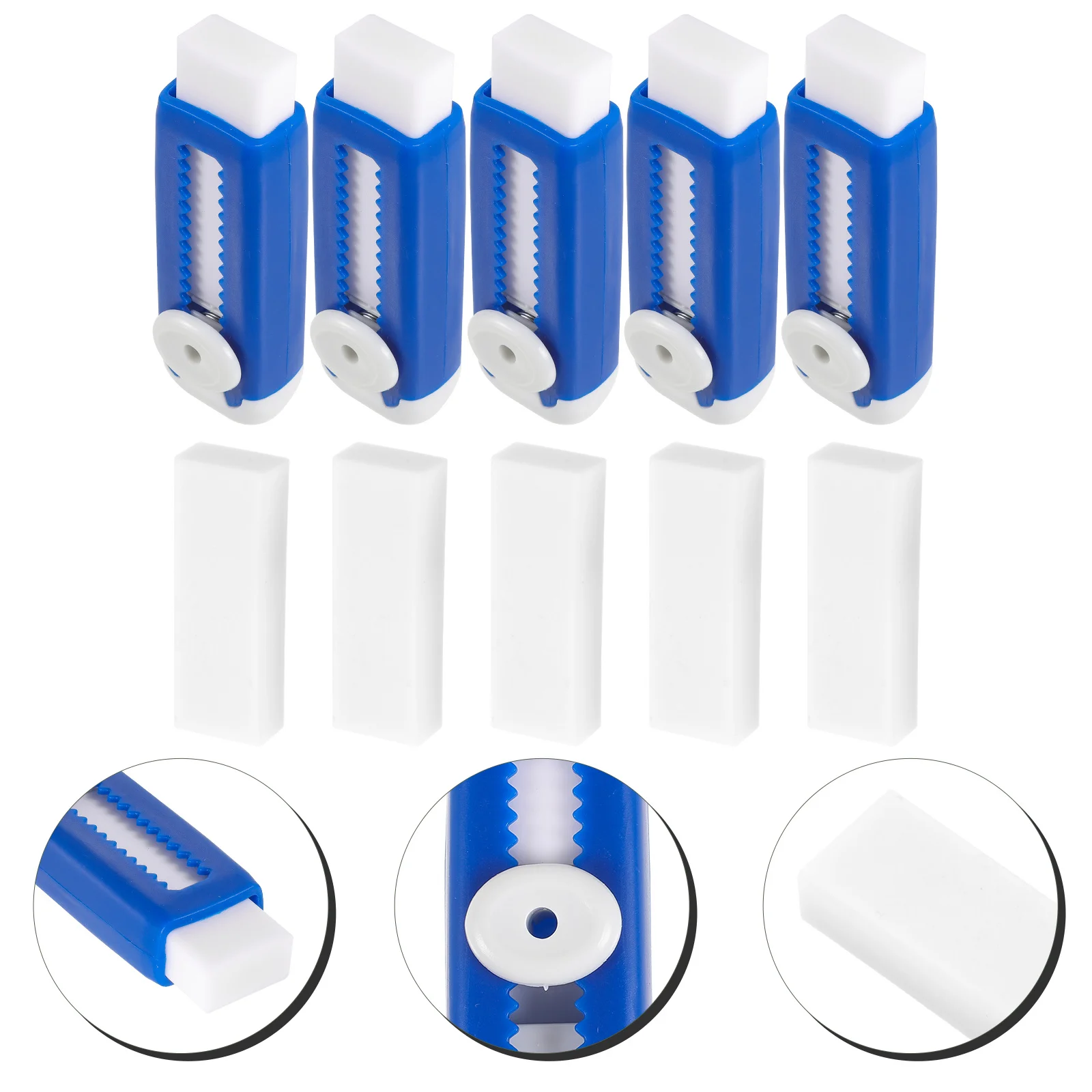 5Sets Sliding Mechanism Retractable Erasers Durable Safe for Students School Exam Eraser Portable Erasers Gum Eraser