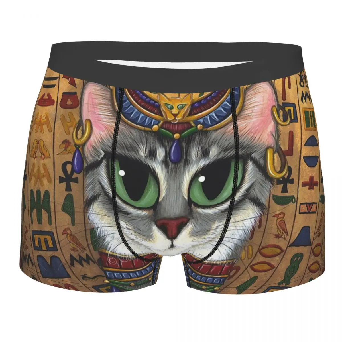 Katzen und Ankh Kreuz alten Ägypten Herren Boxershorts hoch atmungsaktive Unterhosen hochwertige 3D-Druck Shorts Geburtstags geschenke