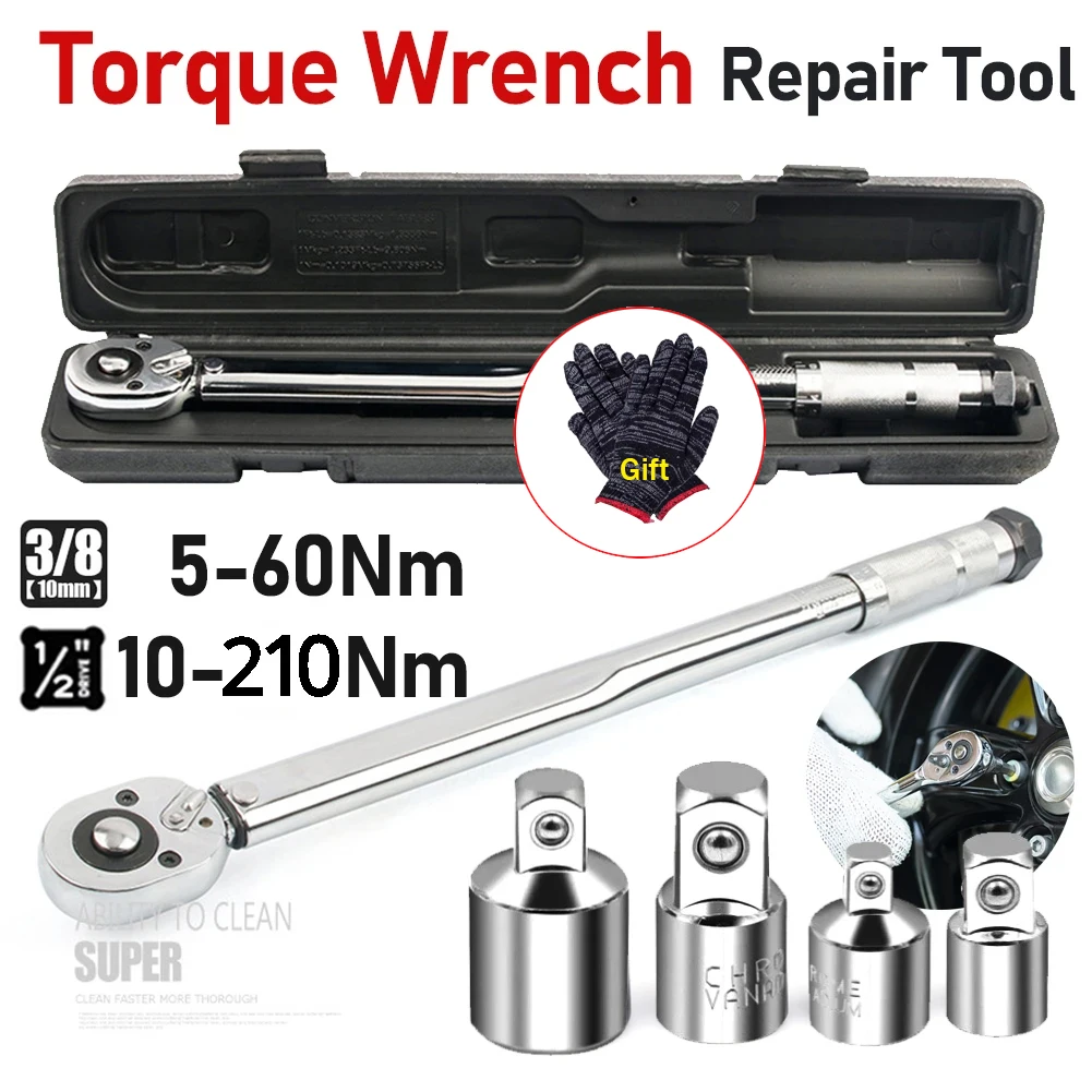 Preset Torque Square Head Wrench 5-210N.m Reversible Ratchet Wrench 3/8\