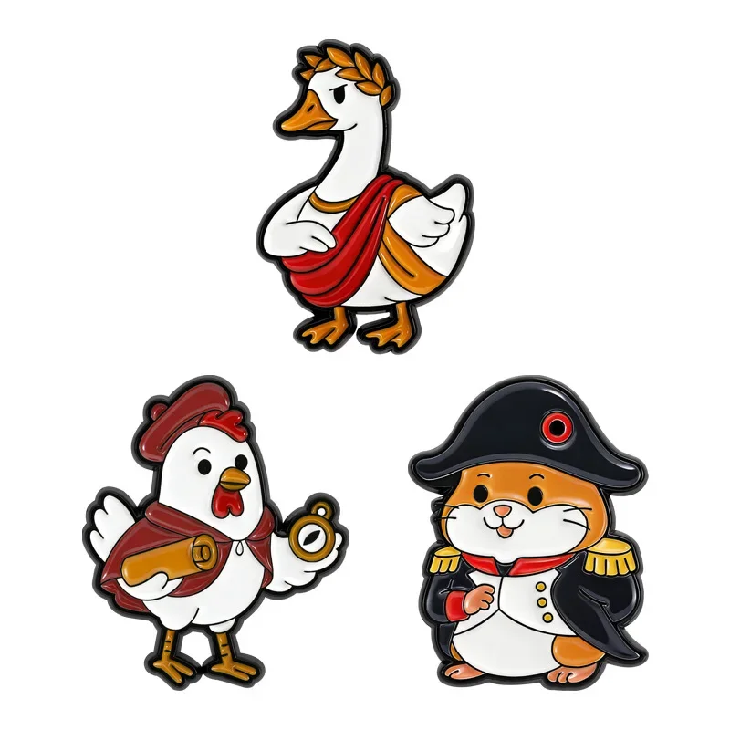 Cute Pins Retro Animal Brooch Roman Goose Adventure Chicken Napoleon Hamster Fun Badge Pines Personalized Decorative Lapel Pin