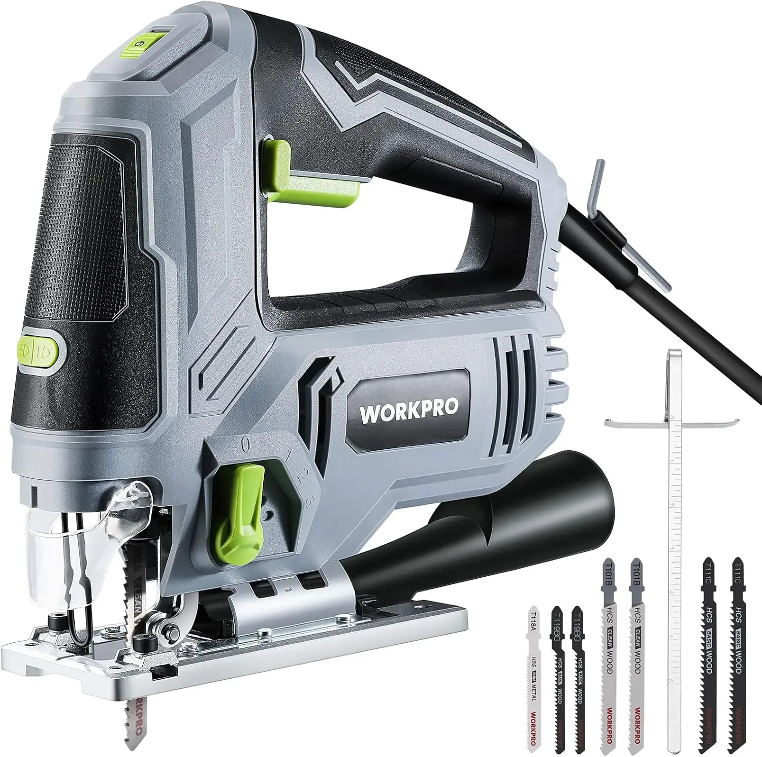 

6.5AMP 850W Corded Electric Jig Saw with 6 Speeds, 7 Blades, ±45° Bevel Cutting, LED Light, Tool-Free Blade Change