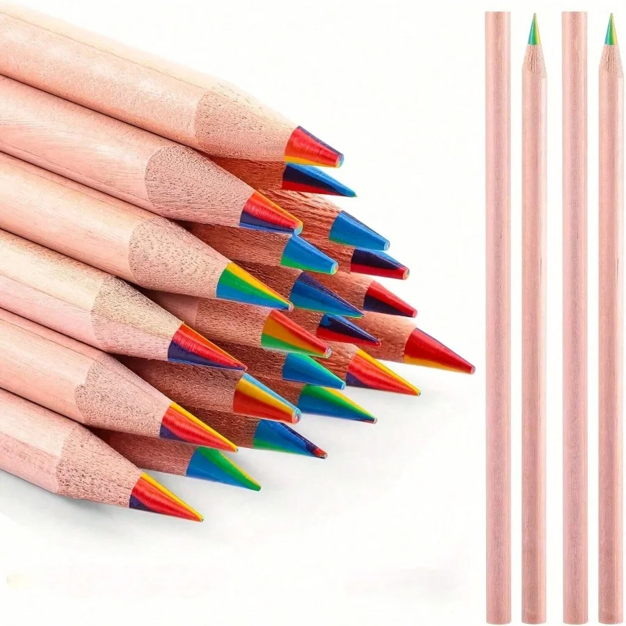 6/12/24 Set mit 24 bunten Holzstiften, 7-in-1 Regenbogen-Zeichenstifte. Geeignet zum Skizzieren, Kritzeln, Malen und Zeichnen. – Detail 4