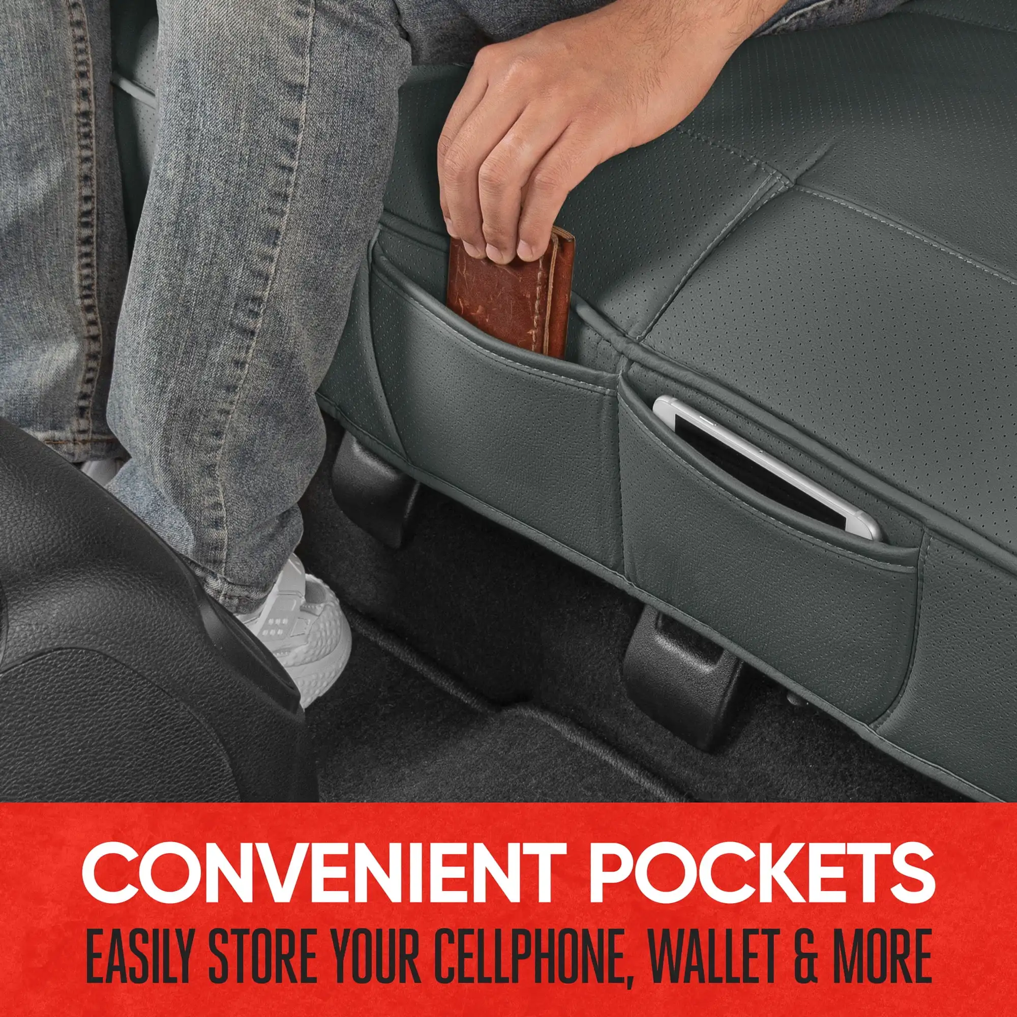 غطاء مقعد السيارة الخلفي من الجلد الصناعي باللون الرمادي للشاحنات SUV