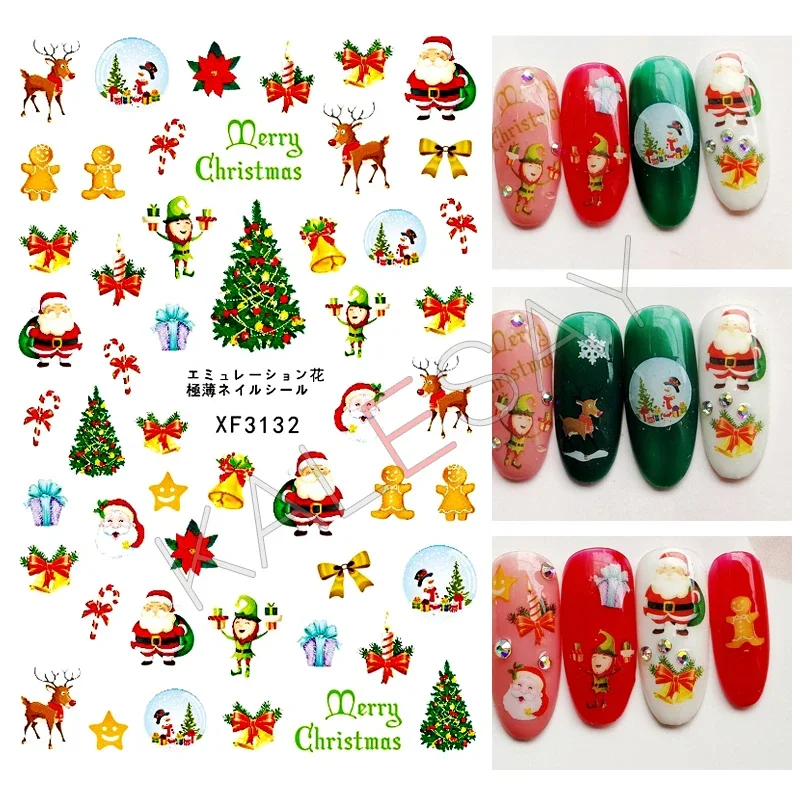 Merry Christmas Nail Art Stickers Decoratie Sneeuw Nagelsticker voor manicure Kerstman Sticker voor nagels Ontwerp Kerstman