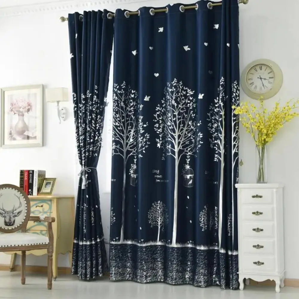 Luxury Curtains Tree Silver High Blackout Curtains for Living Room Bedroom Dining Study Money Tree Window Screen Tulle Custom