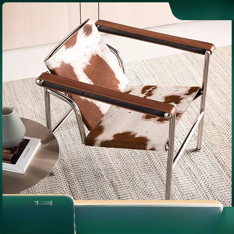 

Corbusier chair simple modern leisure recliner stainless steel single chair