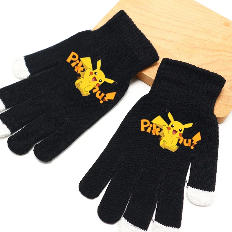 ถุงมือโปเกมอน ฤดูใบไม้ร่วง ฤดูหนาว ถุงมือหน้าจอสัมผัสโทรศัพท์มือถือแบบอุ่น ถุงมือขนสัตว์อุ่น ถุงมือเล่นโทรศัพท์ลายการ์ตูนพิคาชูสุดน่ารัก ของขวัญ