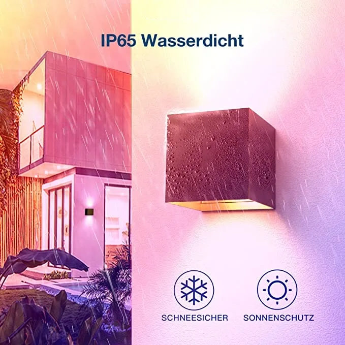 ‌Smart LED Wall Light - Indoor/Outdoor, RGBIC Music Sync, 16M Colors, Voice/App Control