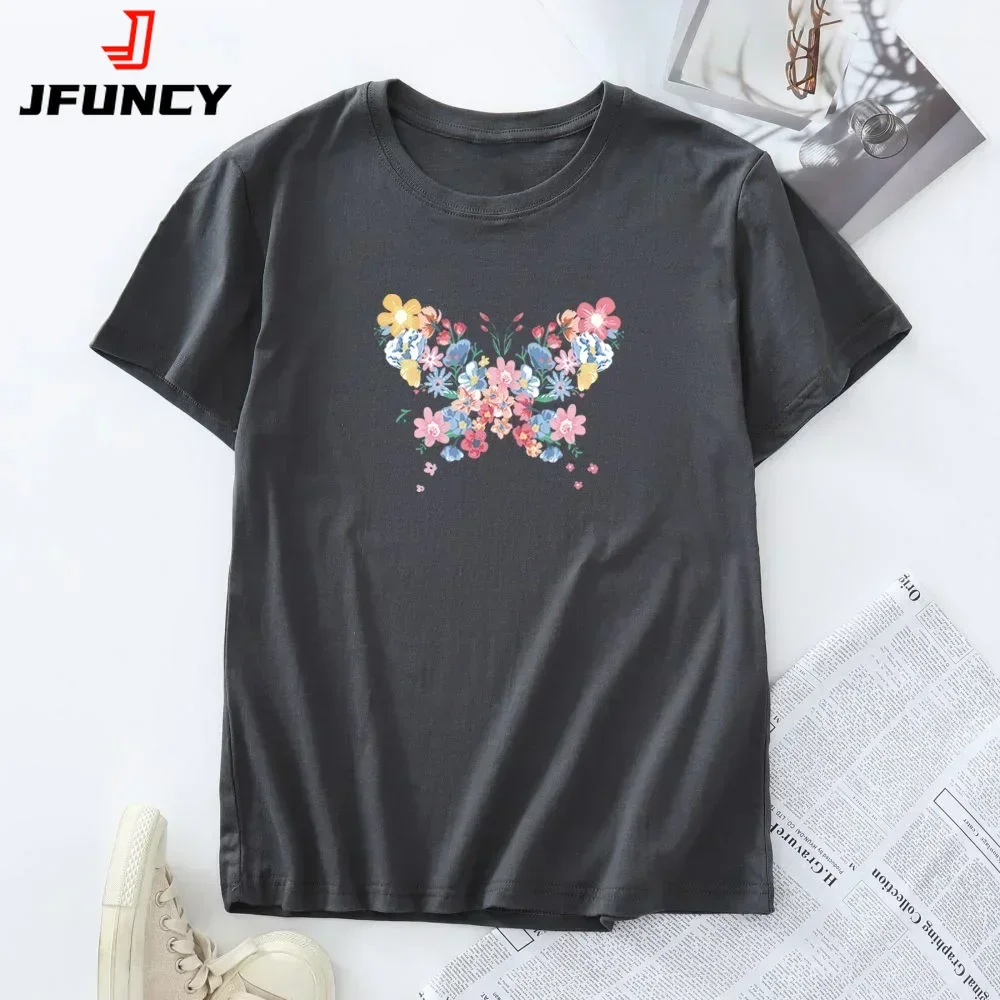 

100% Cotton Women Short Sleeve Tee Summer Women's T-shirt Fashion Female Graphic T Shirts Oversized Tops Woman Tshirt