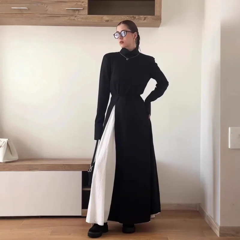 2025年秋ファッション エレガントな気質 袖スリット入りロングドレスセット レディース
