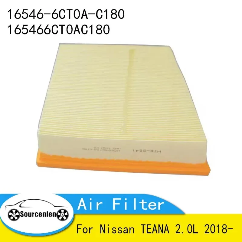 Filtro de ar do carro para Nissan, TEANA 2.0L 2018-16546-6CT0A-C180, 165466CT0AC180