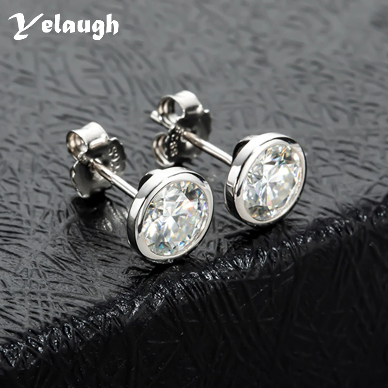 

Yelaugh 1 Carat D Color Moissanite Diamond Stud Earrings 925 Sterling Silver 18K Gold Plated Earrings for Women Fine Jewelry