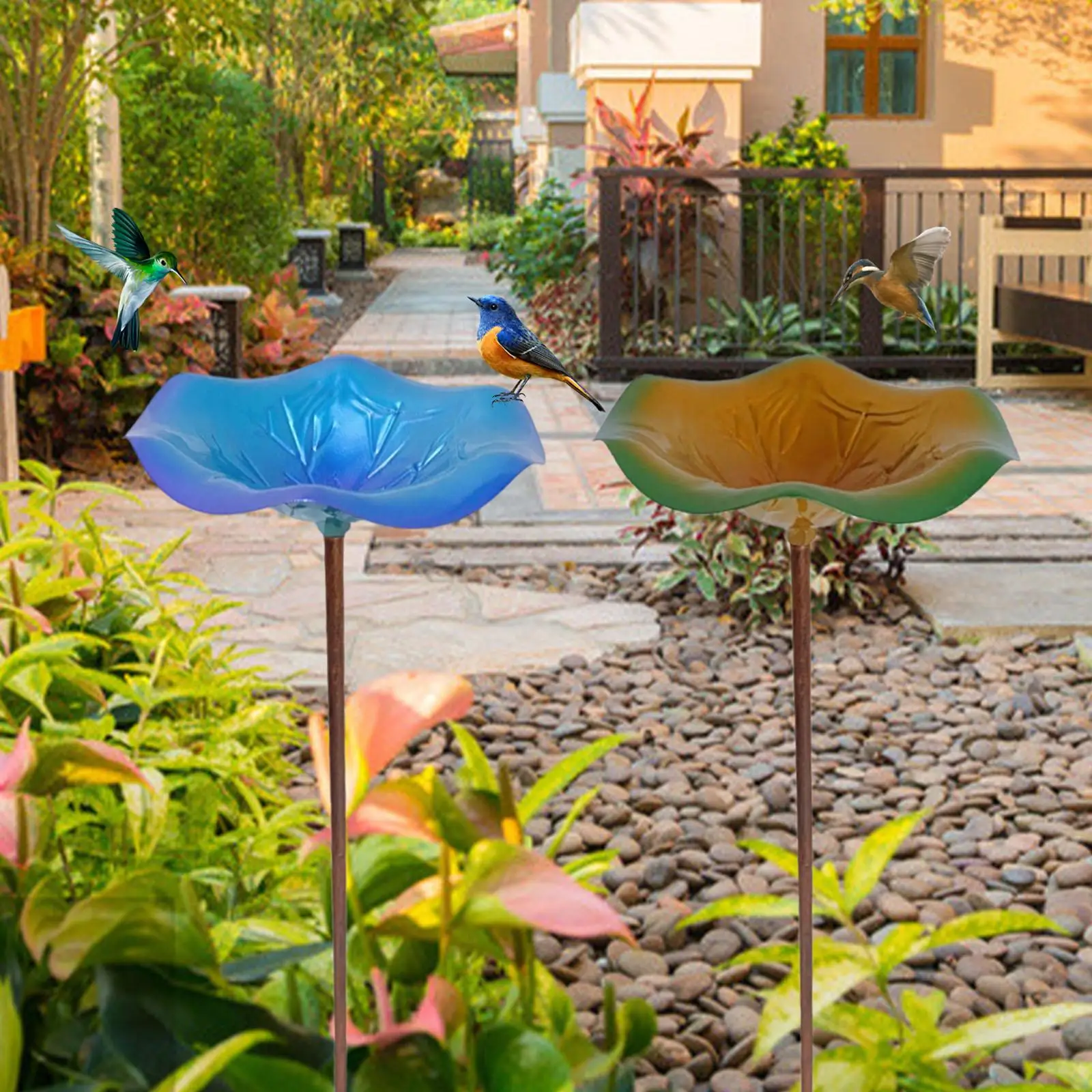 

Bird Feeder Weatherproof Metal Detachable Pole Gifts Birdfeeder with Metal Stake for Patio Bird Lover Backyard Yard Courtyard